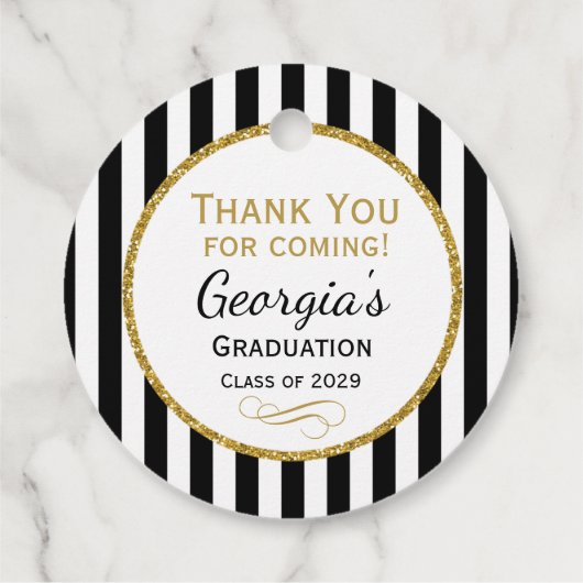 Black Gold Stripe Vielen Dank Abschluss Gefallen T Geschenkanhänger (Rückseite)