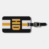 Black & gold striped Shadow Monogram Vacation Gepäckanhänger (Vorderseite horizontal)