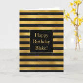 Black Gold Stripes Birthday Karte (Gelbe Blume)