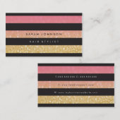 Black Gold Stripes Hair Stylist Terminkarten Terminkarte (Vorne/Hinten)