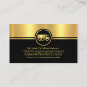 Black Gold Stripes Logistics Transporttreiber Visitenkarte (Rückseite)