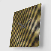 Black Gold Stripes Sepia Minimal Name Geometrie Quadratische Wanduhr (Winkel)