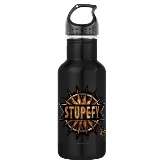 Black & Gold Stupefy Zauber Grafik Trinkflasche (Vorderseite)
