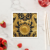 Black Gold Sun Asian Dragons Papier Napkins Serviette (Beispiel)