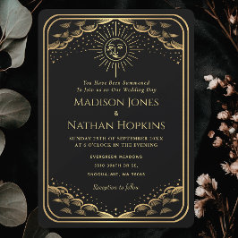 Black Gold Sun Moon Tarot Card Einladung Hochzeit