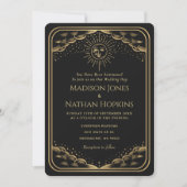 Black Gold Sun Moon Tarot Card Einladung Hochzeit (Vorderseite)
