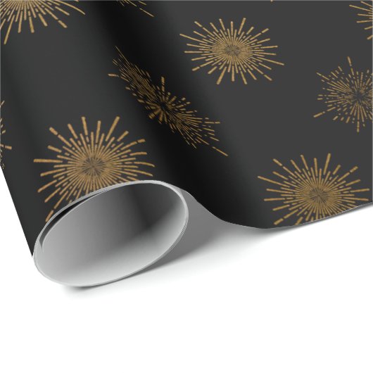 Black Gold Sun Stals Galaxy Elegantes Ambiente Geschenkpapier (Rolleneckpunkt)