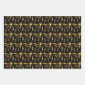 Black & Gold Sunburst Wrapping Paper Flat Set 3 Geschenkpapier Set (Vorderseite 3)