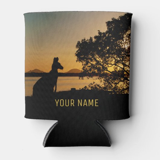 Black & Gold Sunset Kangaroo Australien Landschaft Dosenkühler (Vorderseite)