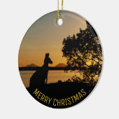 Black & Gold Sunset Kangaroo Tree Foto Australien Keramik Ornament (Links)