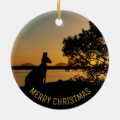 Black & Gold Sunset Kangaroo Tree Foto Australien Keramik Ornament (Hinten)