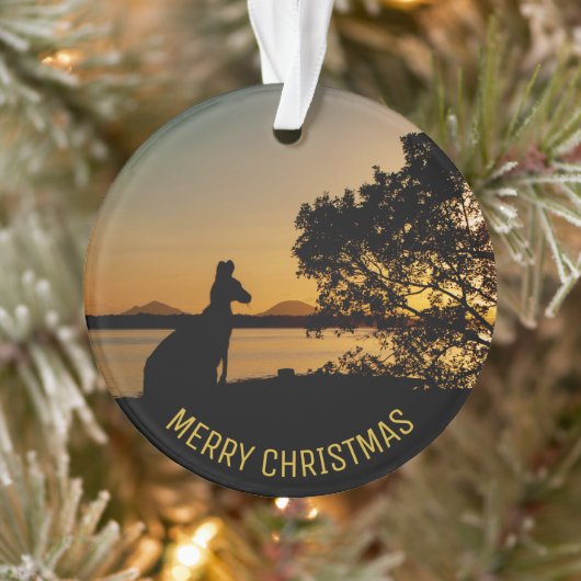 Black & Gold Sunset Kangaroo Tree Foto Australien Ornament (Baum)