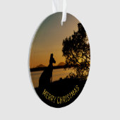 Black & Gold Sunset Kangaroo Tree Foto Australien Ornament (Vorderseite)