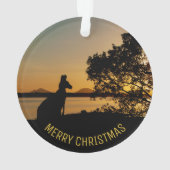 Black & Gold Sunset Kangaroo Tree Foto Australien Ornament (Rückseite)