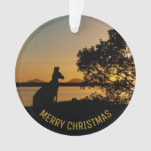 Black & Gold Sunset Kangaroo Tree Foto Australien Ornament (Vorderseite)
