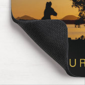 Black & Gold Sunset Kangaroo Tree Silhouette Mousepad (Ecke)
