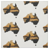 Black & Gold Sunset Kangaroo Tree Silhouette Stoff (Muster)