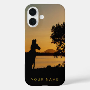 Black & Gold Sunset Silhouette Kangaroo Australien iPhone 16 Hülle