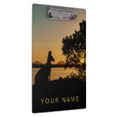 Black & Gold Sunset Silhouette Kangaroo Australien Klemmbrett (Rechts)