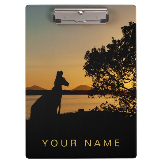 Black & Gold Sunset Silhouette Kangaroo Australien Klemmbrett (Vorderseite)