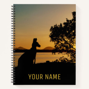 Black & Gold Sunset Silhouette Kangaroo Australien Notizblock