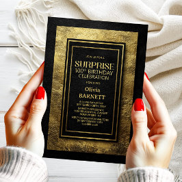 Black Gold Surprise 100th Birthday Party Einladung