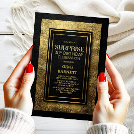 Black Gold Surprise 30th Birthday Party Einladung