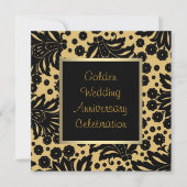 Black Gold Swirl 50. Hochzeitstag Einladung (Vorderseite)