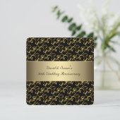 Black Gold Swirl 50th Wedding Anniversary Party Einladung (Stehend Vorderseite)