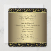 Black Gold Swirl 50th Wedding Anniversary Party Einladung (Rückseite)