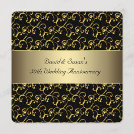 Black Gold Swirl 50th Wedding Anniversary Party Einladung