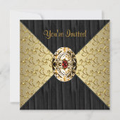 Black Gold Swirl Black Gold Party Einladung (Vorderseite)