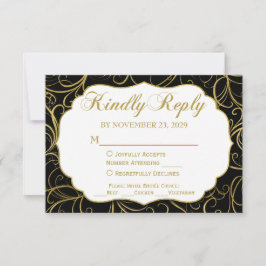 Black Gold Swirl UAWG Wedding Response mit Mahlzei RSVP Karte