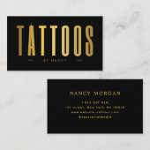 Black & Gold Tattoo Artist Minimalistisch Visitenkarte (Vorne/Hinten)