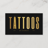 Black & Gold Tattoo Artist Minimalistisch Visitenkarte (Vorderseite)