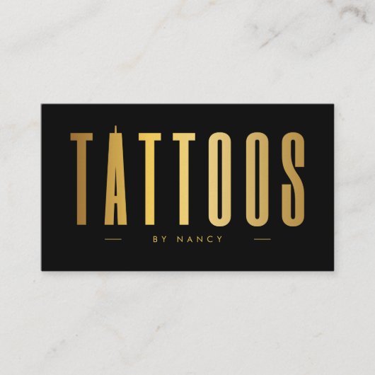 Black & Gold Tattoo Artist Minimalistisch Visitenkarte (Vorderseite)