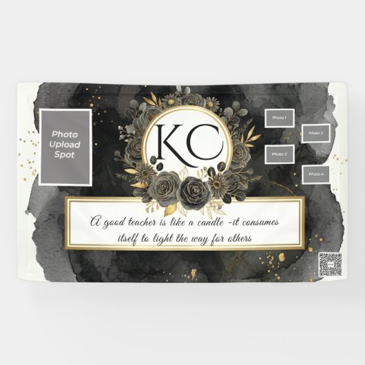 Black Gold Teacher Appreciation Photo Banner (Horizontal)