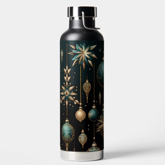 BLACK GOLD TEAL HOLIDAY CHRISTMAS ORNAMENTS TRINKFLASCHE (links)