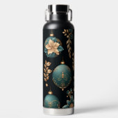 BLACK GOLD TEAL HOLIDAY CHRISTMAS ORNAMENTS TRINKFLASCHE (Vorderseite)