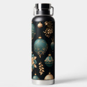 BLACK GOLD TEAL HOLIDAY CHRISTMAS ORNAMENTS TRINKFLASCHE (Rückseite)