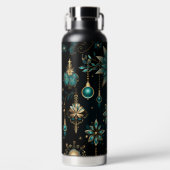 BLACK GOLD TEAL HOLIDAY CHRISTMAS ORNAMENTS TRINKFLASCHE (Vorderseite)