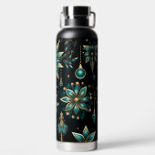 BLACK GOLD TEAL HOLIDAY CHRISTMAS ORNAMENTS TRINKFLASCHE (Rückseite)