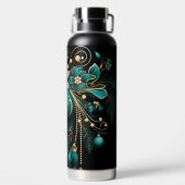 BLACK GOLD TEAL HOLIDAY CHRISTMAS ORNAMENTS TRINKFLASCHE (Rückseite)
