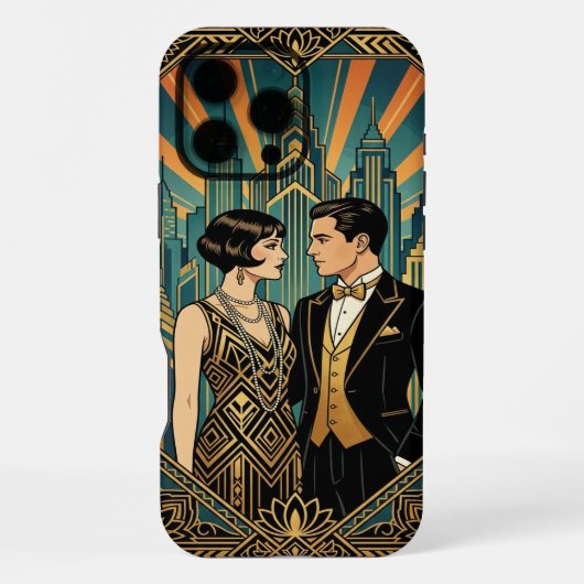 Black Gold Teal iPhone 16 Pro Max Case Hülle (Rückseite)