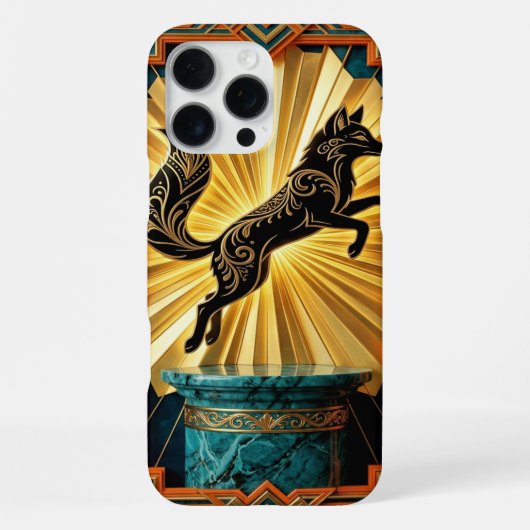 Black Gold Teal iPhone 16 Pro Max Hülle (Rückseite)