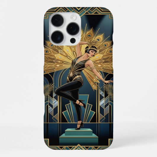 Black Gold Teal iPhone 16 Pro Max Hülle (Rückseite)