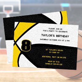 Black Gold Team Farben Basketball Geburtstag Einladung
