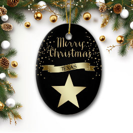 Black Gold Texas Star Keramikornament