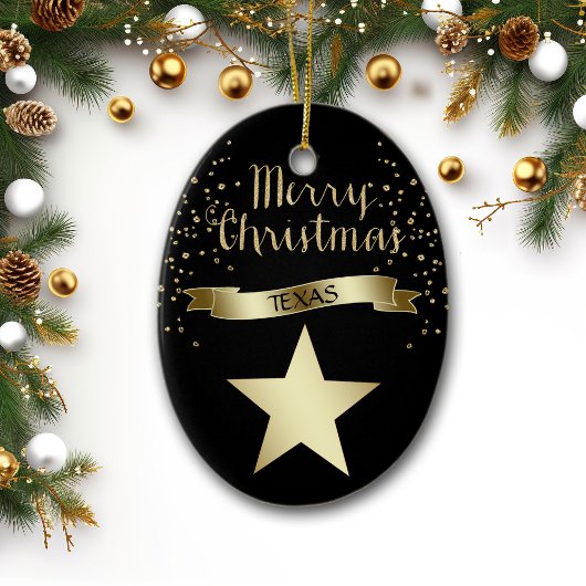 Black Gold Texas Star Keramikornament