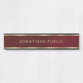 Black & Gold Text Home Office School Business Türschild (Vorderseite )
